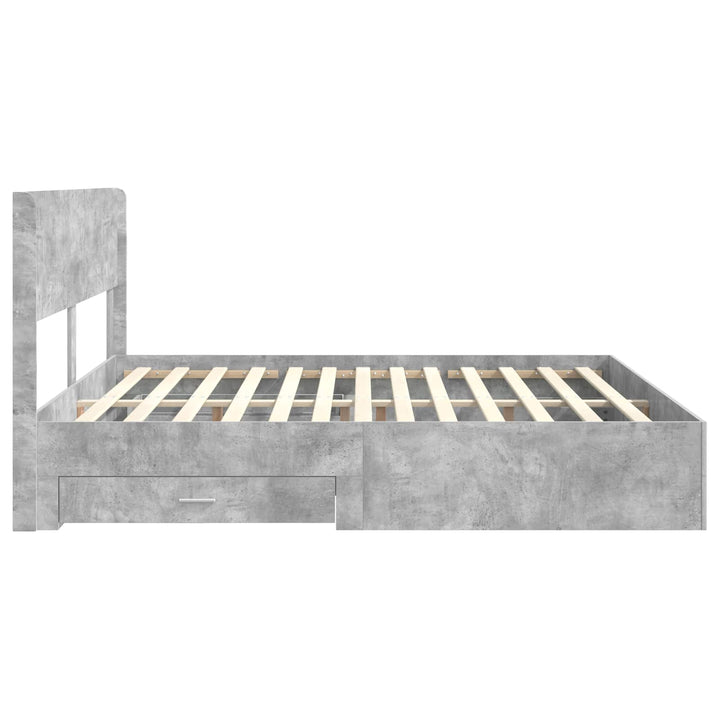 Sengestel med opbevaring og hovedgærde Betongrå 180 x 200 cm