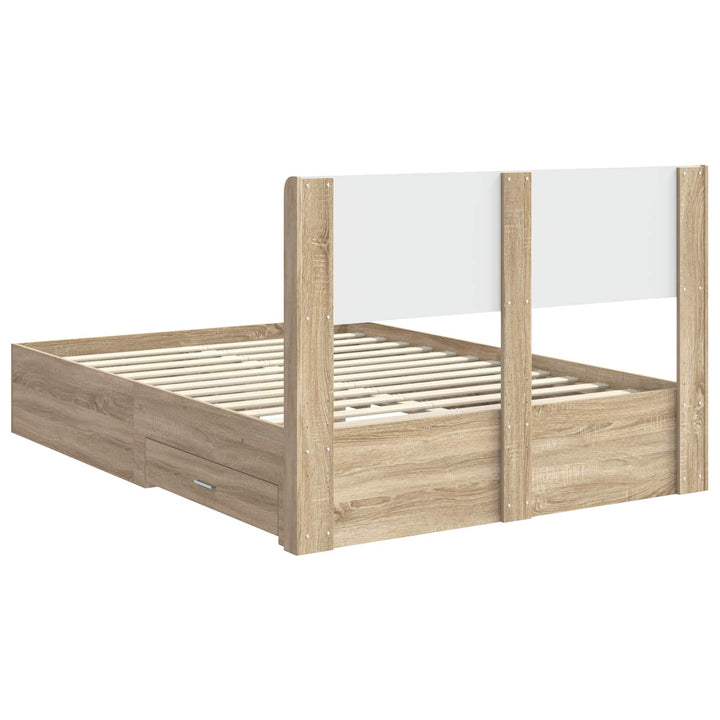 Sengestel med opbevaring og hovedgærde Sonoma-eg 150 x 200 cm