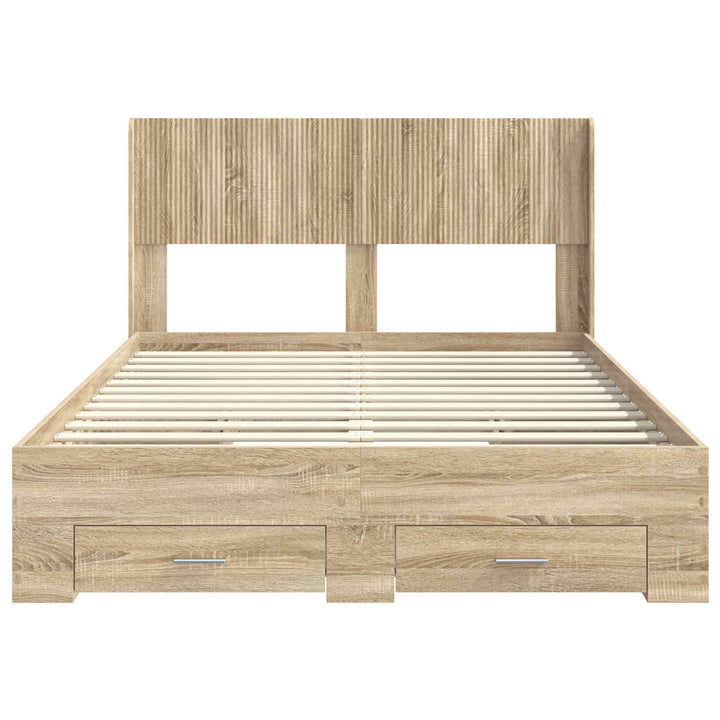 Sengestel med opbevaring og hovedgærde Sonoma-eg 150 x 200 cm