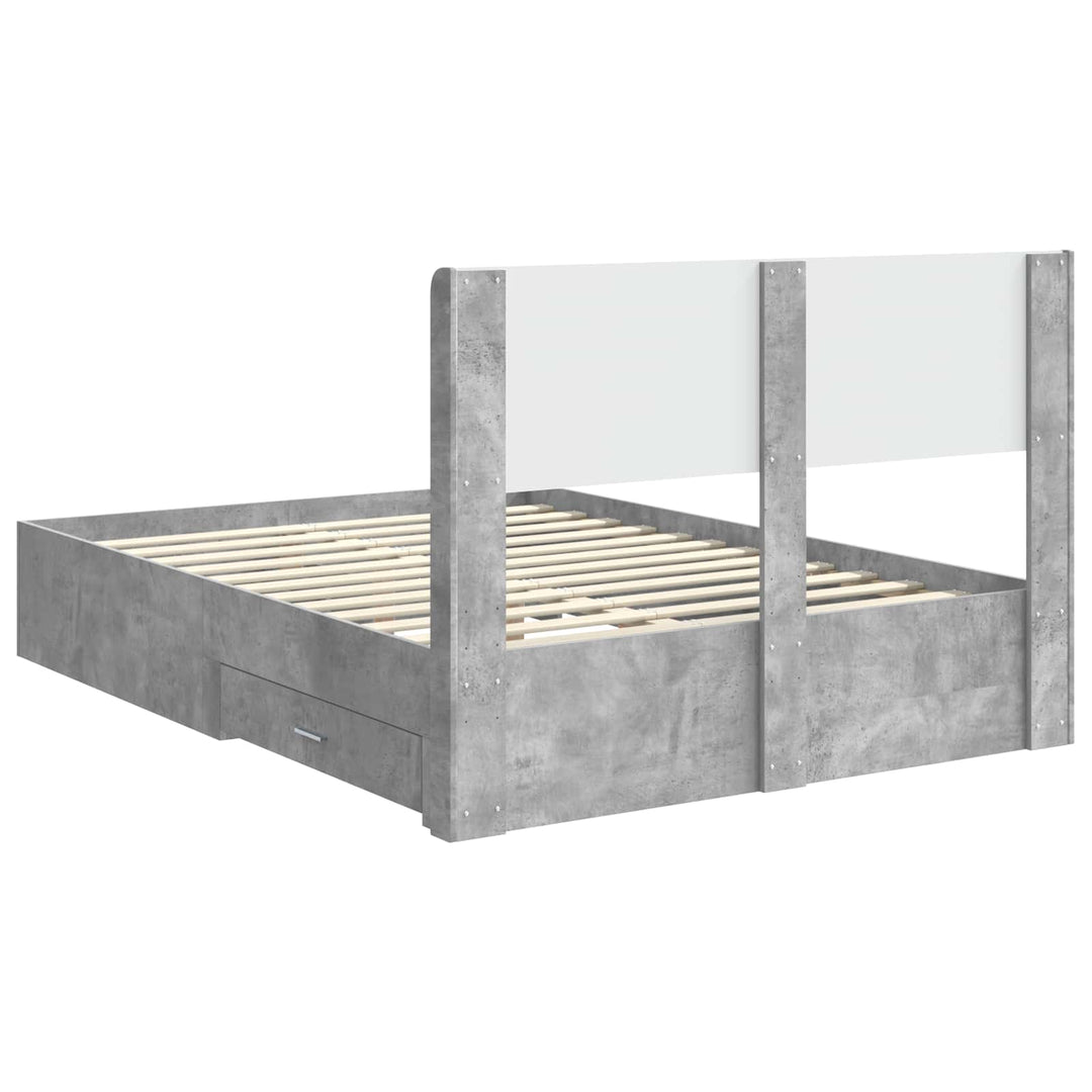Sengestel med opbevaring og hovedgærde Betongrå 140 x 190 cm