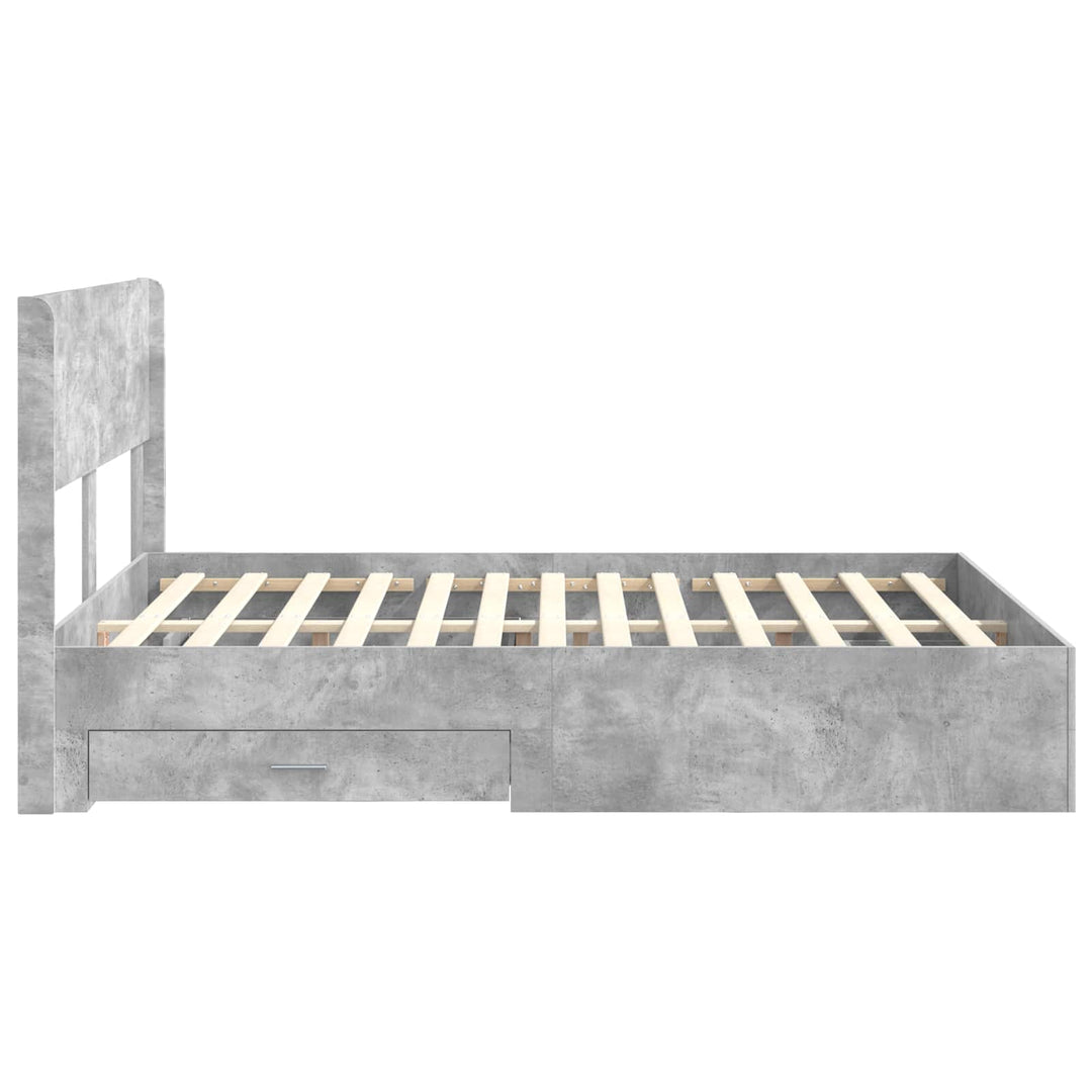 Sengestel med opbevaring og hovedgærde Betongrå 140 x 190 cm