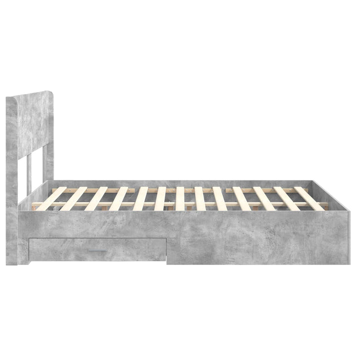 Sengestel med opbevaring og hovedgærde Betongrå 140 x 190 cm