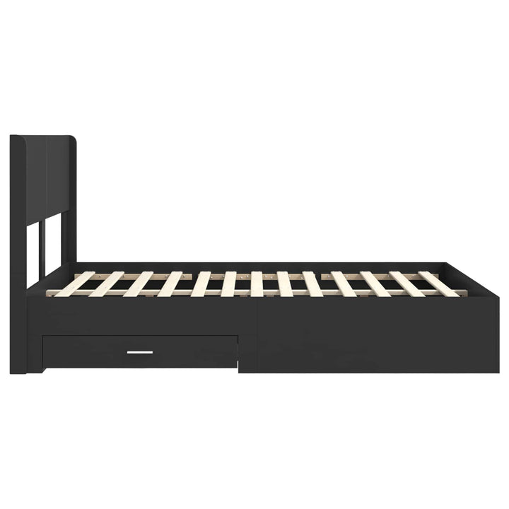 Sengestel med opbevaring og hovedgærde Sort 135 x 190 cm