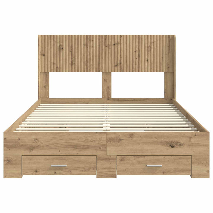 Sengestel med opbevaring og hovedgærde Artisan-eg 120 x 190 cm