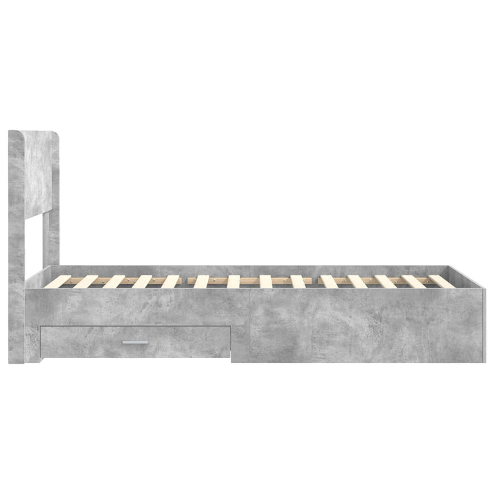 Sengestel med opbevaring og hovedgærde Betongrå 90 x 200 cm