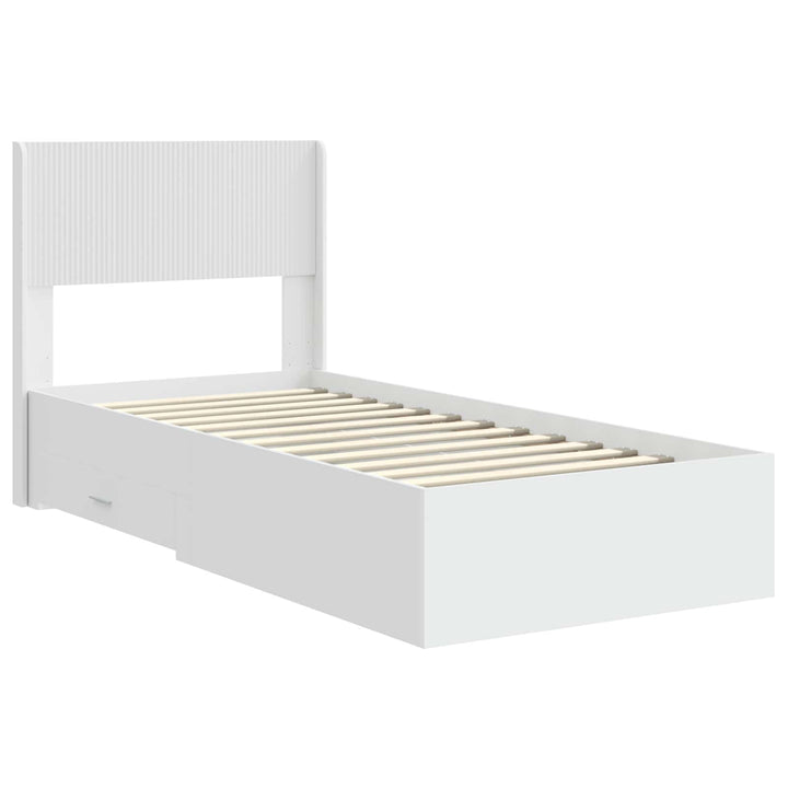 Sengestel med opbevaring og hovedgærde Hvid 90 x 190 cm