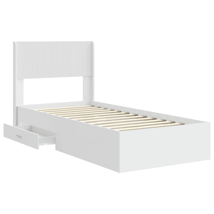 Sengestel med opbevaring og hovedgærde Hvid 90 x 190 cm