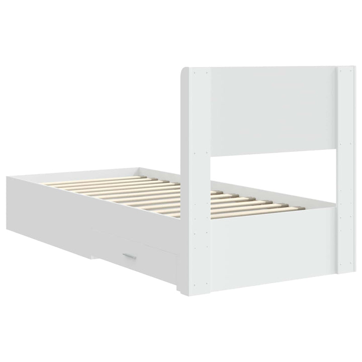 Sengestel med opbevaring og hovedgærde Hvid 90 x 190 cm