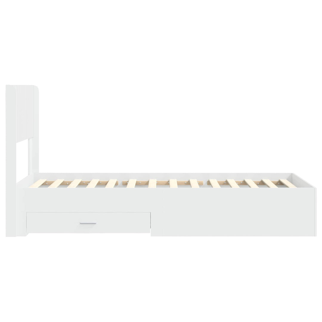 Sengestel med opbevaring og hovedgærde Hvid 90 x 190 cm