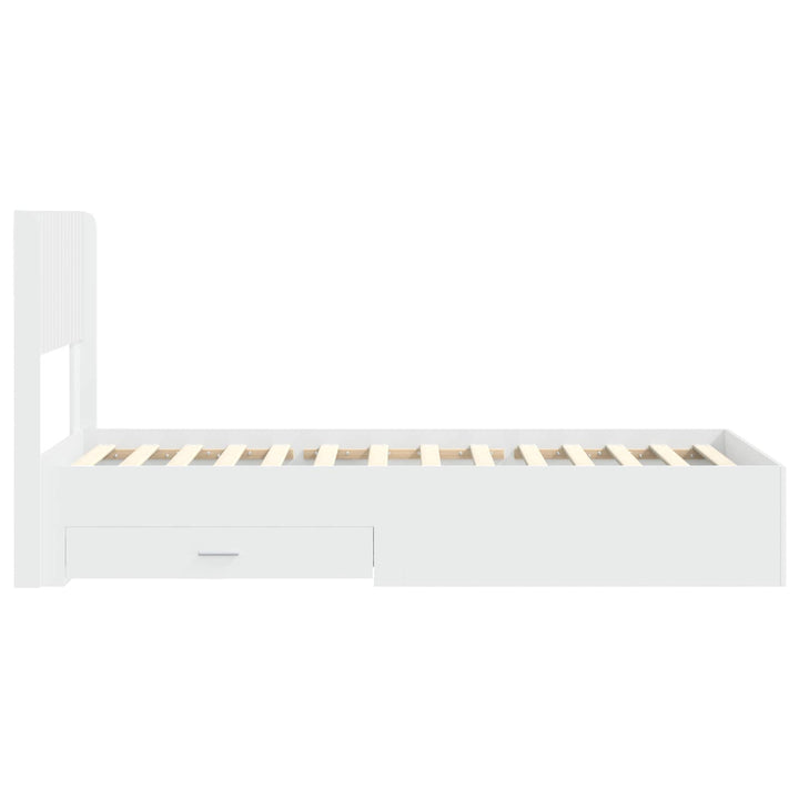 Sengestel med opbevaring og hovedgærde Hvid 90 x 190 cm