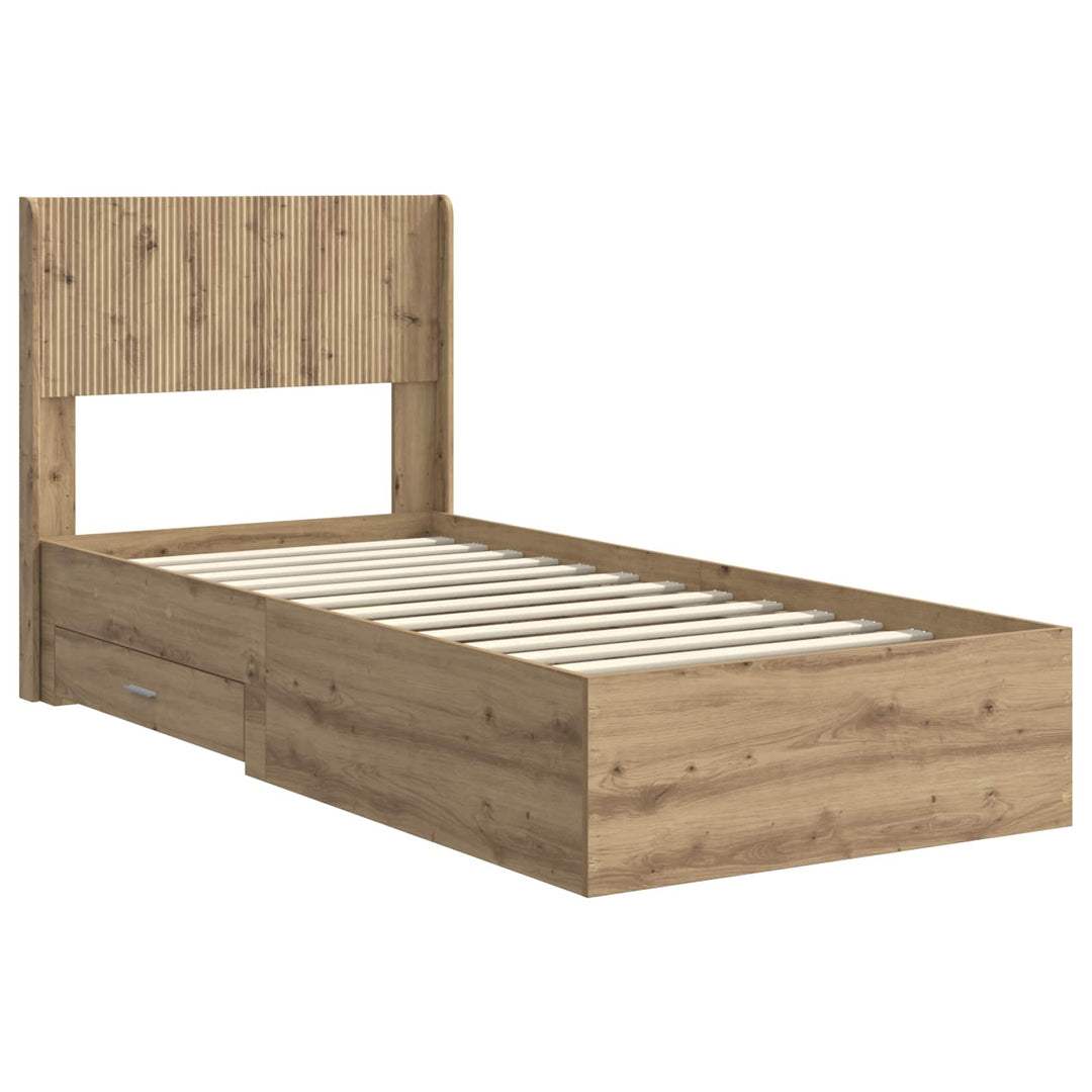 Sengestel med opbevaring og hovedgærde Artisan-eg 90 x 190 cm