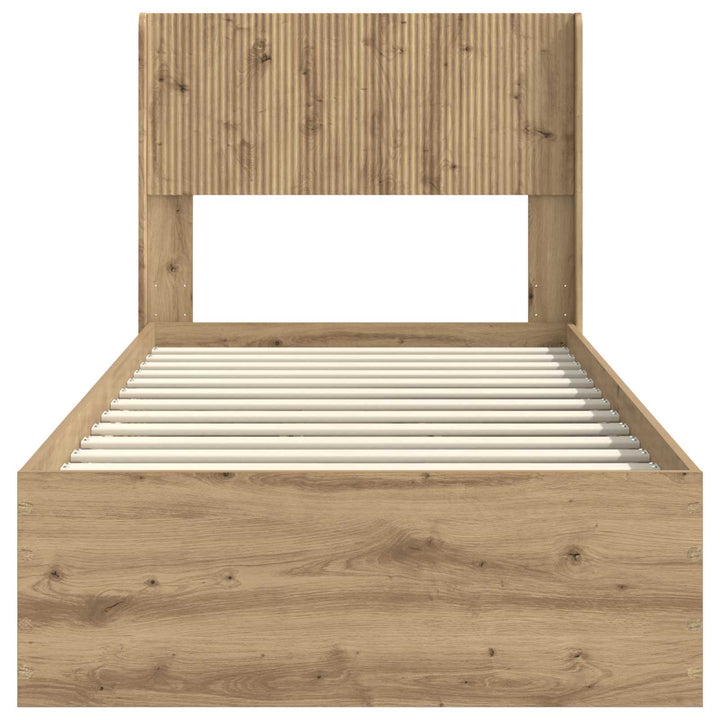 Sengestel med opbevaring og hovedgærde Artisan-eg 90 x 190 cm
