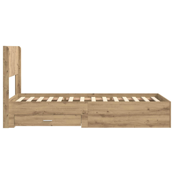 Sengestel med opbevaring og hovedgærde Artisan-eg 90 x 190 cm