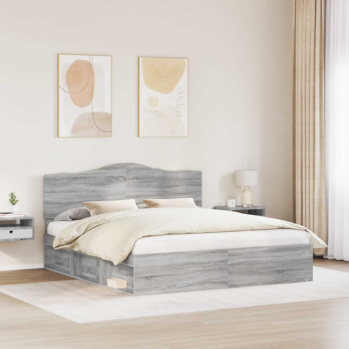 Sengestel Grå Sonoma 200 x 200 cm Massiv fyrretræ