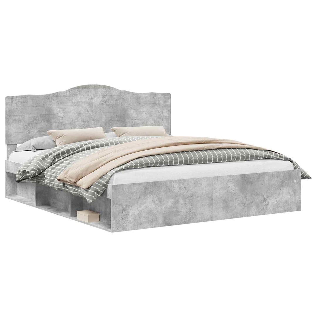 Sengestel med hovedgærde Beton 180 x 200 cm Massiv fyrretræ