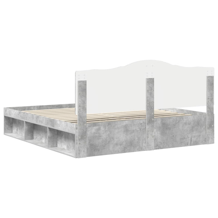 Sengestel med hovedgærde Beton 180 x 200 cm Massiv fyrretræ