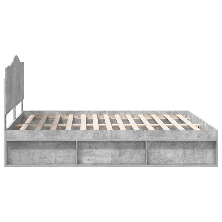 Sengestel med hovedgærde Beton 180 x 200 cm Massiv fyrretræ