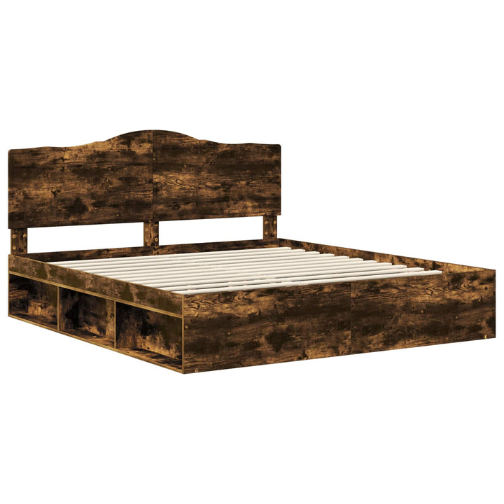 Sengestel med hovedgærde Røget eg 180 x 200 cm Massiv fyrretræ