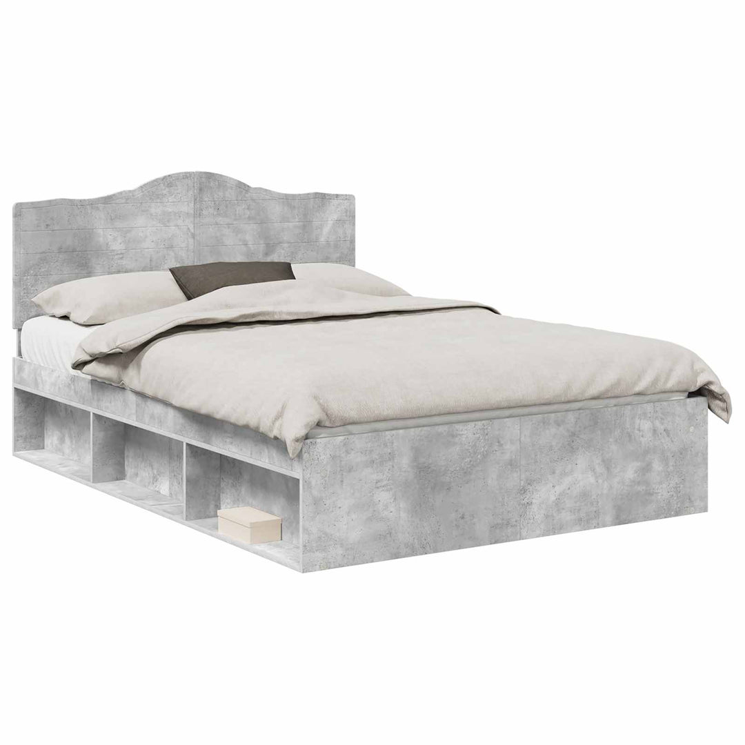 Sengestel med hovedgærde Beton 160 x 200 cm Massiv fyrretræ