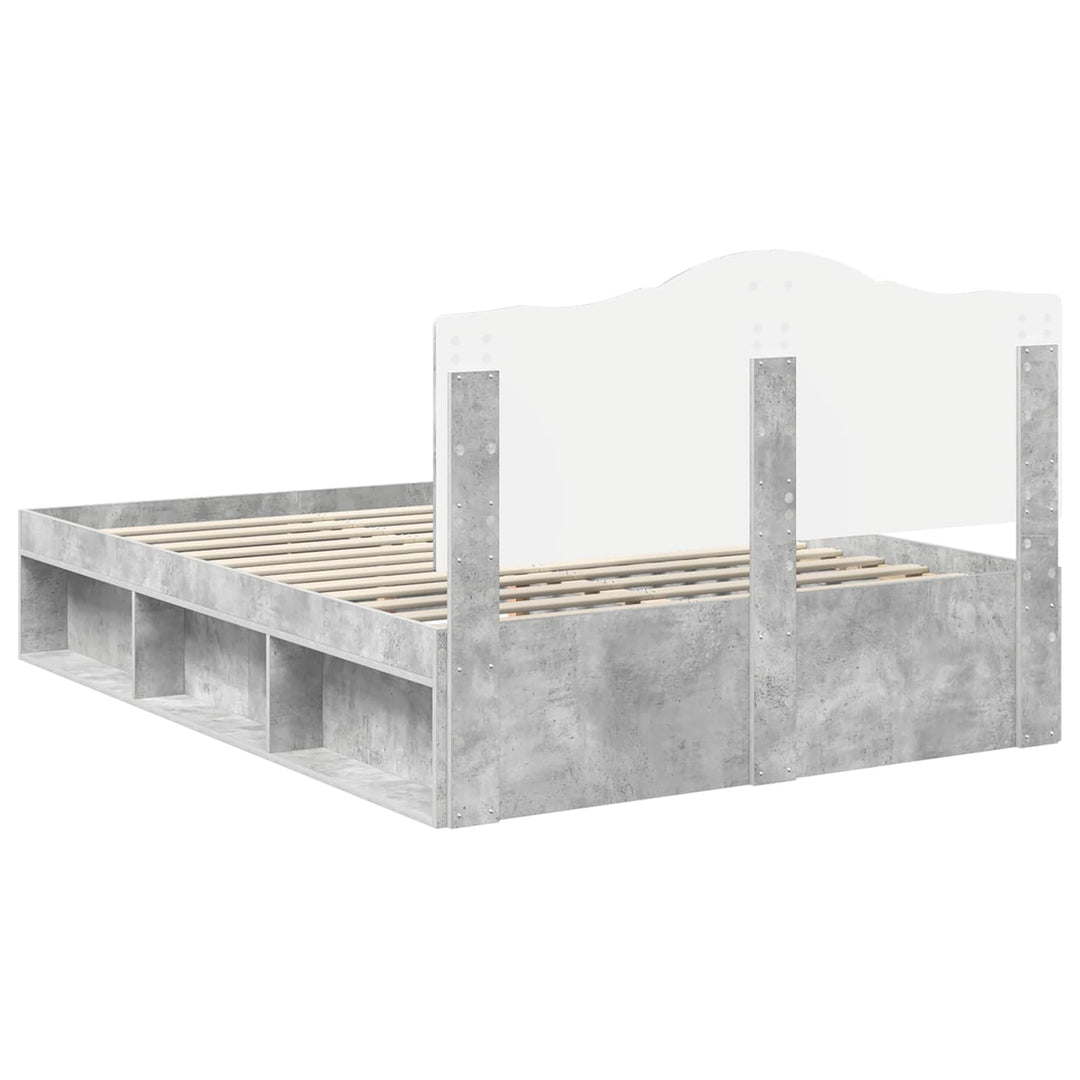 Sengestel med hovedgærde Beton 160 x 200 cm Massiv fyrretræ