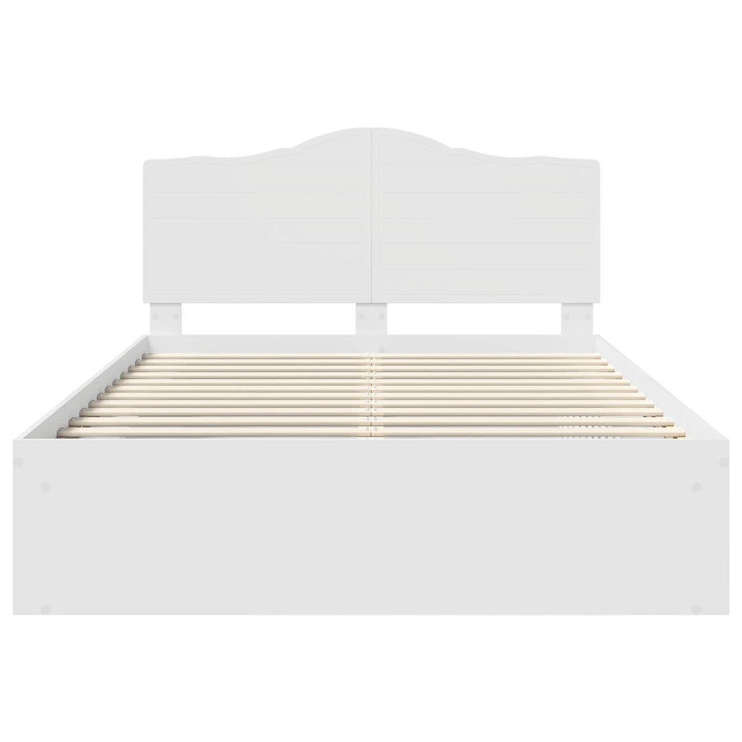Sengestel med hovedgærde Hvid 140 x 200 cm Massiv fyrretræ