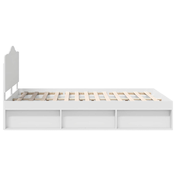 Sengestel med hovedgærde Hvid 140 x 200 cm Massiv fyrretræ
