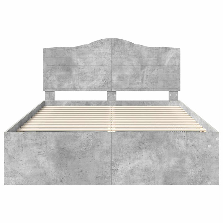 Sengestel med hovedgærde Beton 140 x 200 cm Massiv fyrretræ