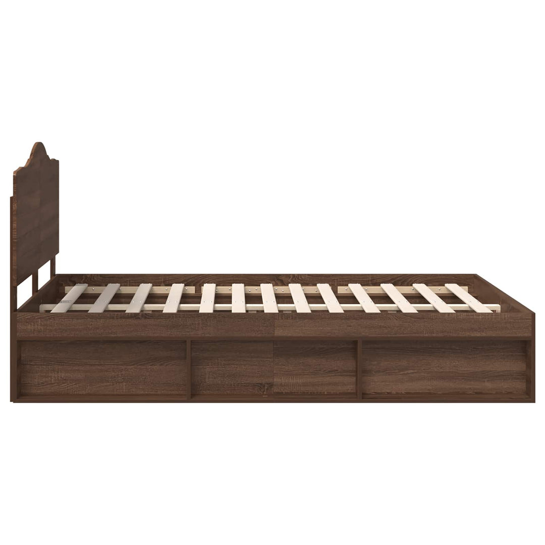Sengestel med hovedgærde Brun eg 140 x 200 cm Massiv fyrretræ