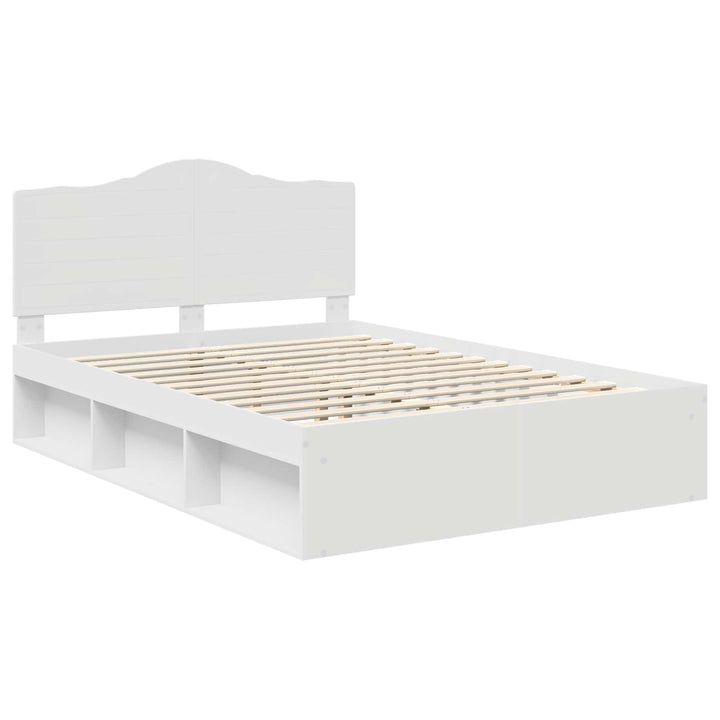 Sengestel med hovedgærde Hvid 140 x 190 cm Massiv fyrretræ