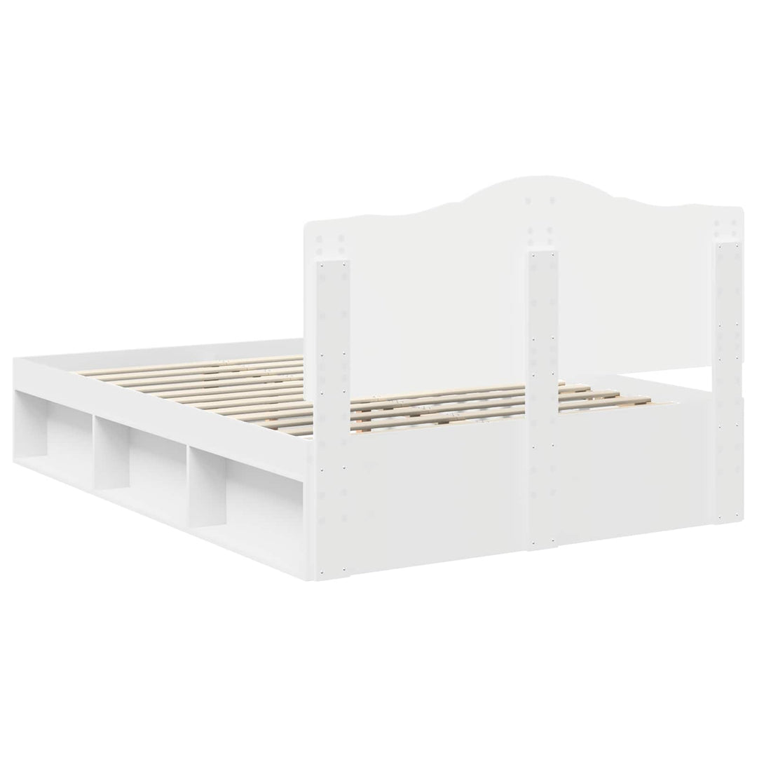 Sengestel med hovedgærde Hvid 140 x 190 cm Massiv fyrretræ