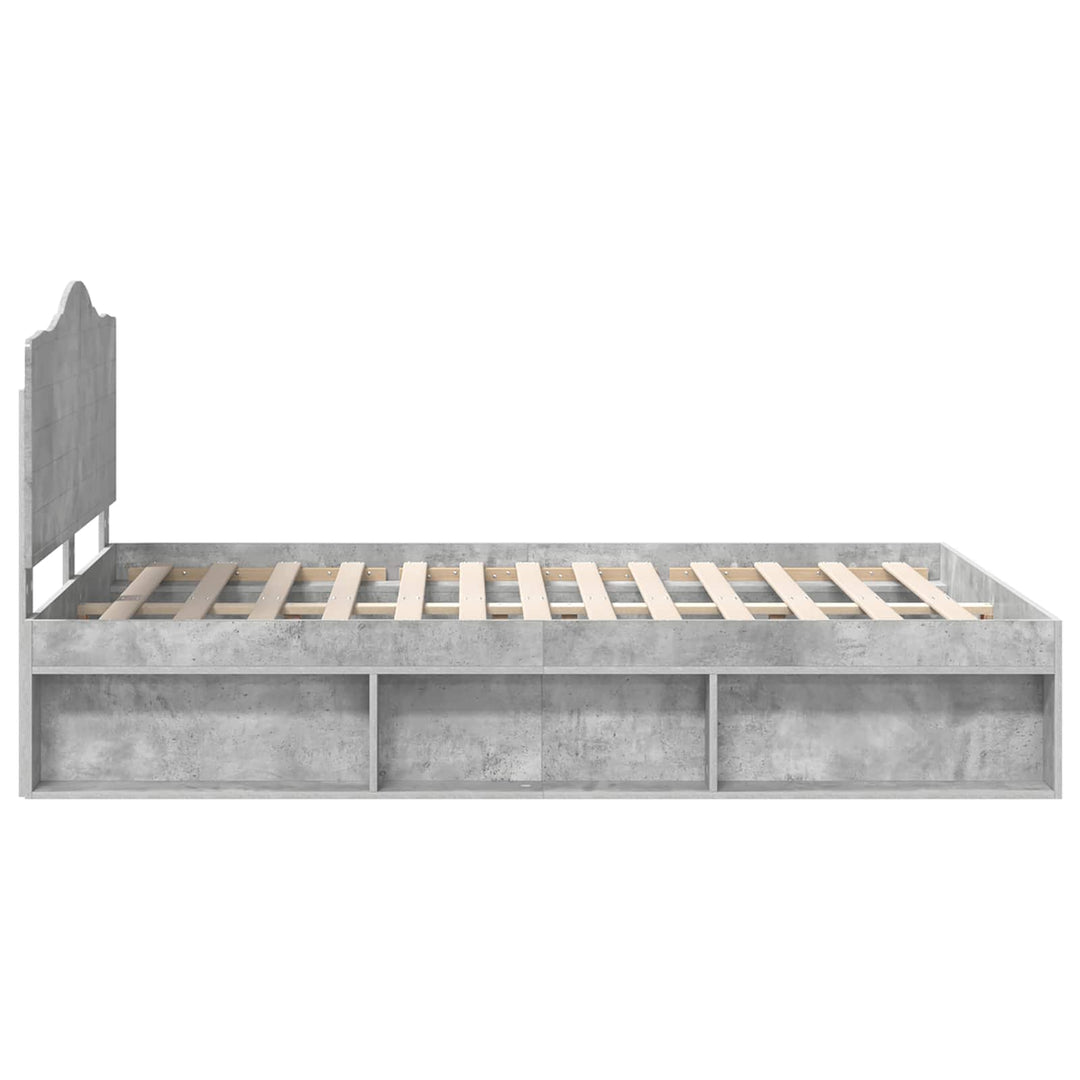 Sengestel med hovedgærde Beton 140 x 190 cm Massiv fyrretræ