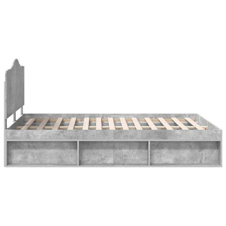 Sengestel med hovedgærde Beton 140 x 190 cm Massiv fyrretræ
