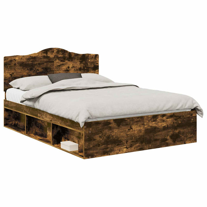 Sengestel med hovedgærde Røget eg 140 x 190 cm Massiv fyrretræ