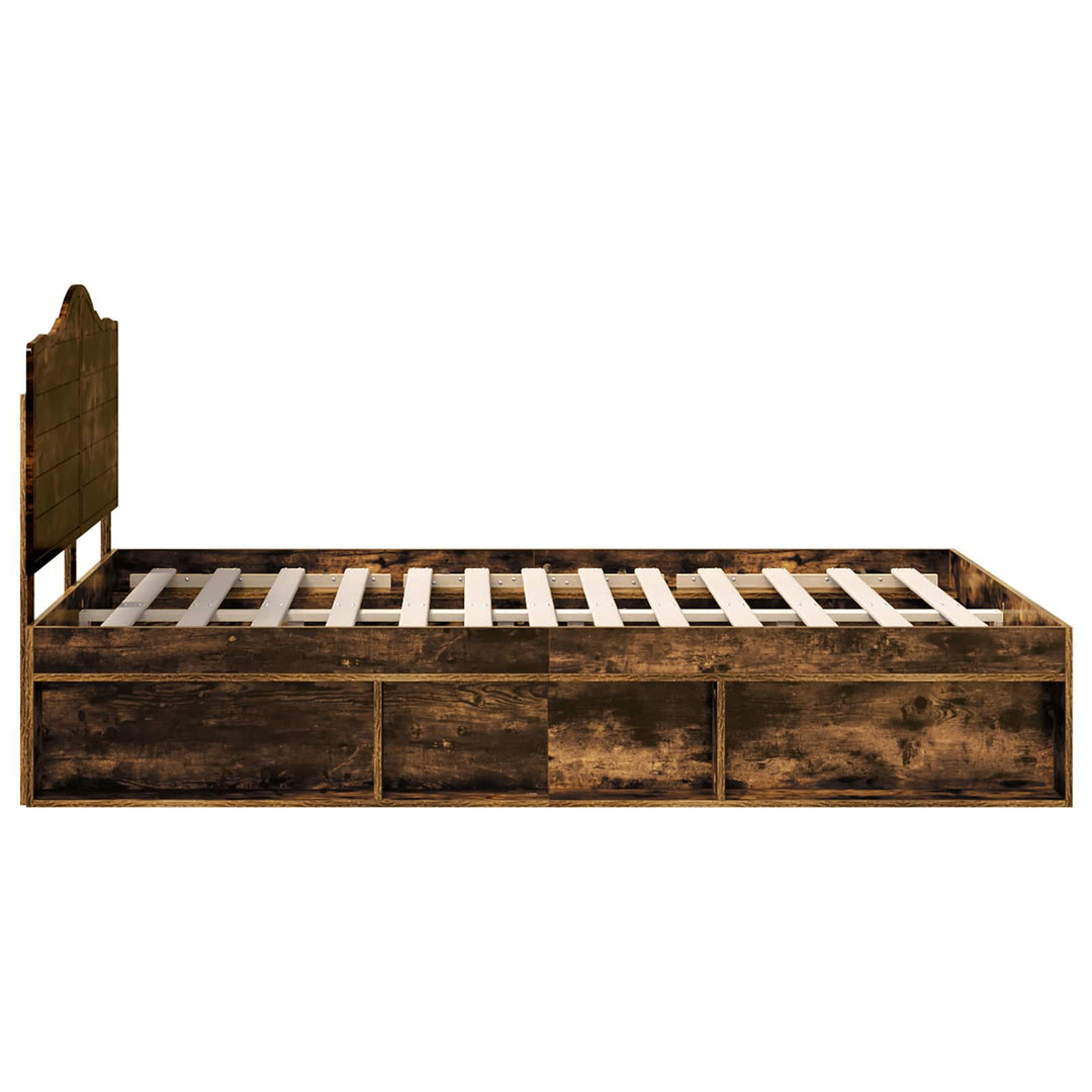 Sengestel med hovedgærde Røget eg 140 x 190 cm Massiv fyrretræ