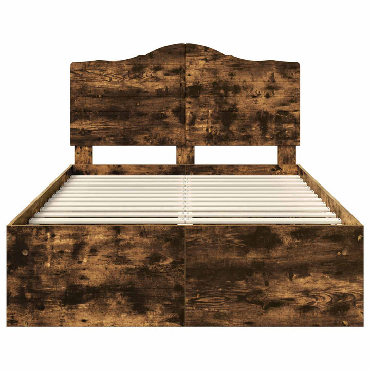 Sengestel med hovedgærde Røget eg 135 x 190 cm Massiv fyrretræ