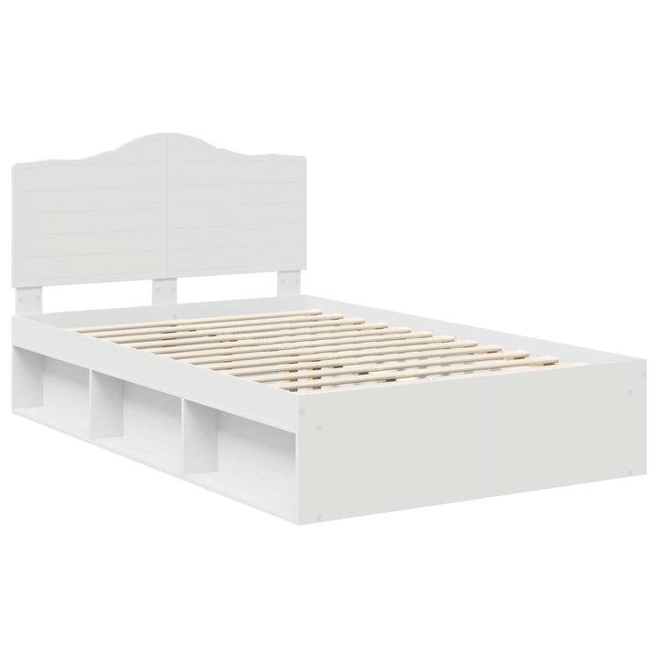 Sengestel med hovedgærde Hvid 120 x 200 cm Massiv fyrretræ