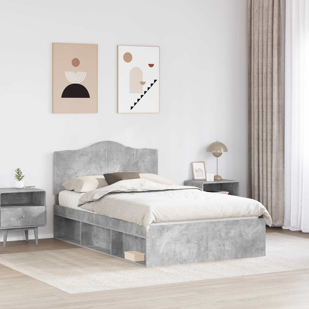 Sengestel med hovedgærde Beton 120 x 200 cm Massiv fyrretræ