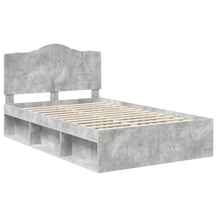 Sengestel med hovedgærde Beton 120 x 200 cm Massiv fyrretræ