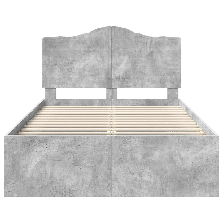 Sengestel med hovedgærde Beton 120 x 200 cm Massiv fyrretræ