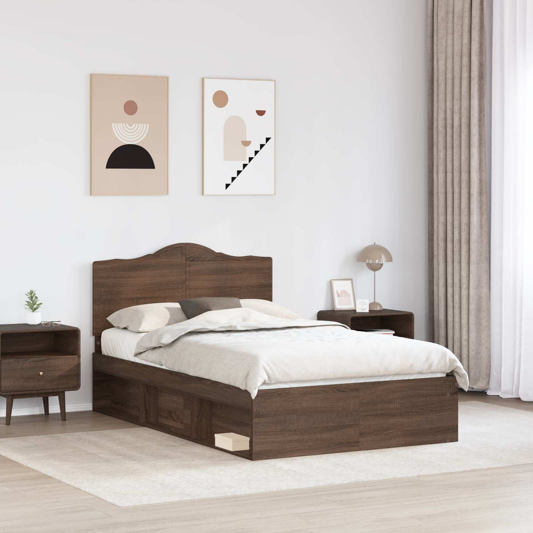 Sengestel med hovedgærde Brun eg 120 x 200 cm Massiv fyrretræ
