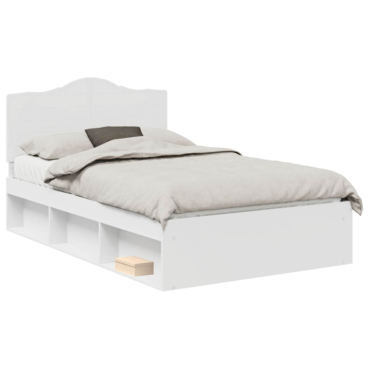 Sengestel med hovedgærde Hvid 120 x 190 cm Massiv fyrretræ