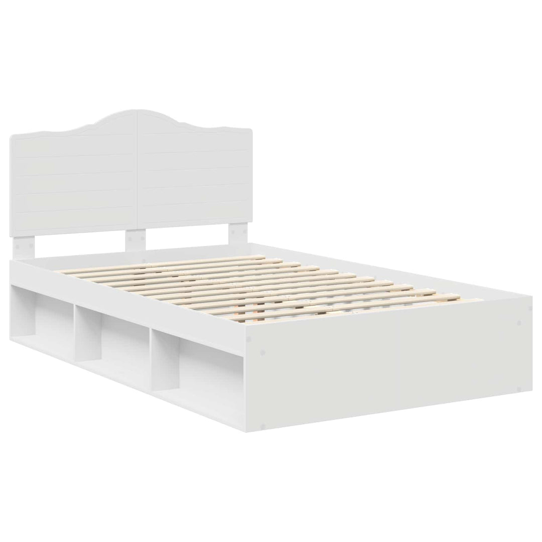 Sengestel med hovedgærde Hvid 120 x 190 cm Massiv fyrretræ