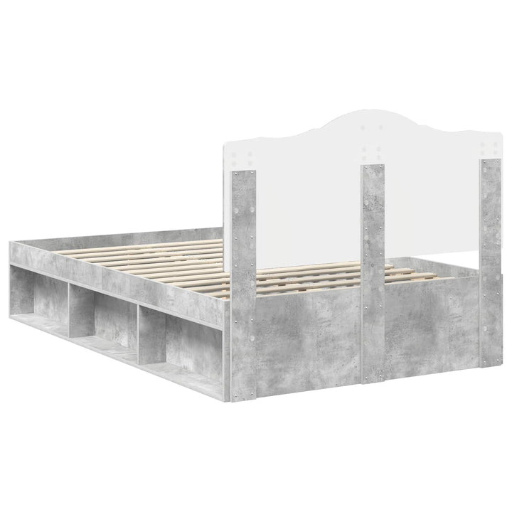 Sengestel med hovedgærde Beton 120 x 190 cm Massiv fyrretræ