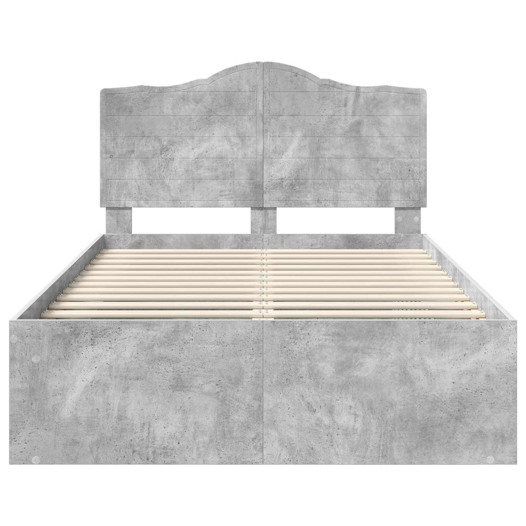 Sengestel med hovedgærde Beton 120 x 190 cm Massiv fyrretræ