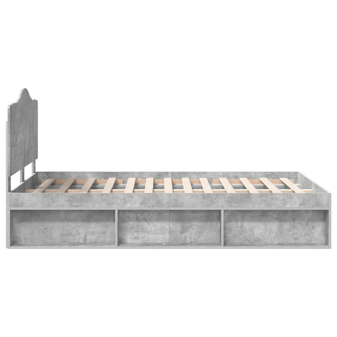 Sengestel med hovedgærde Beton 120 x 190 cm Massiv fyrretræ