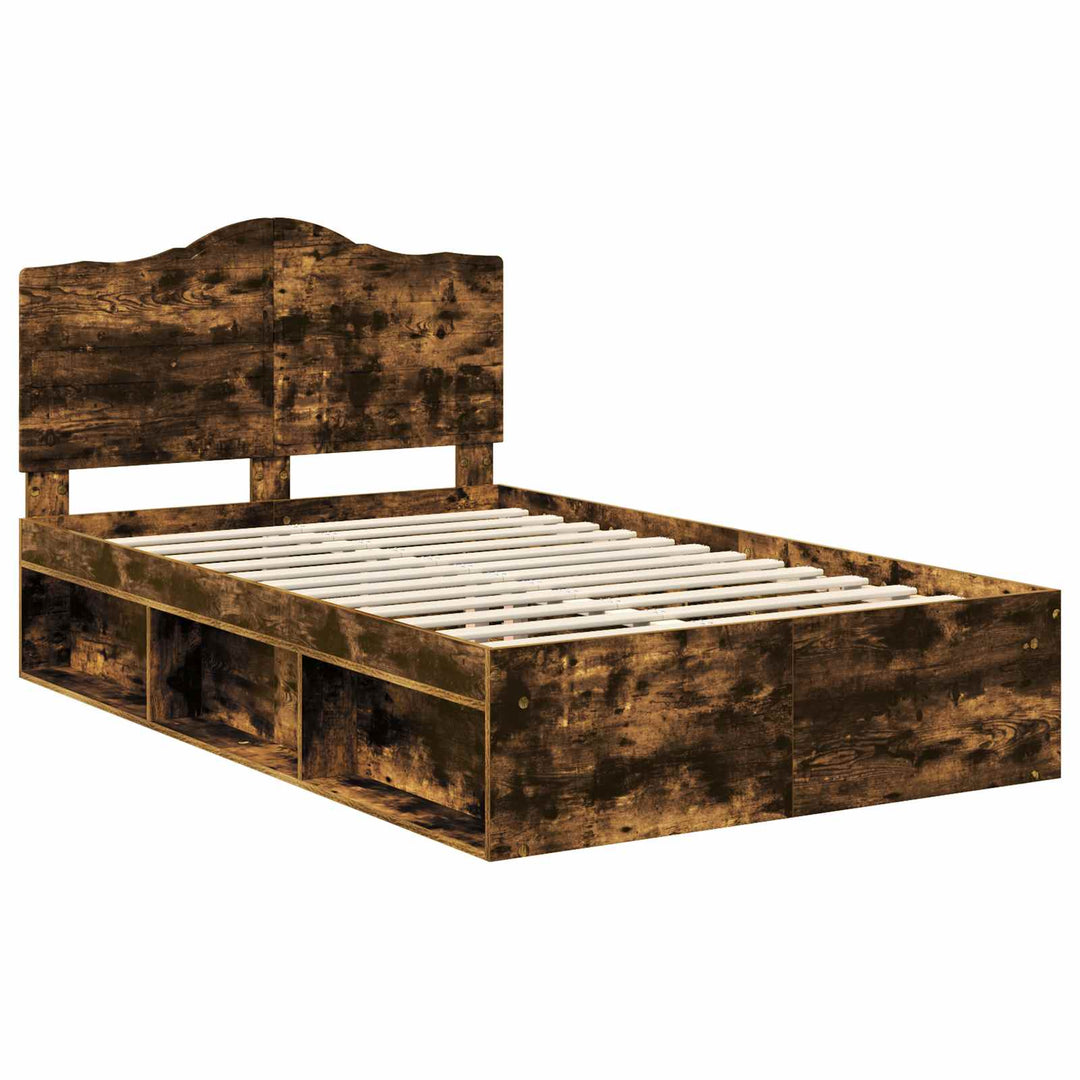 Sengestel med hovedgærde Røget eg 120 x 190 cm Massiv fyrretræ