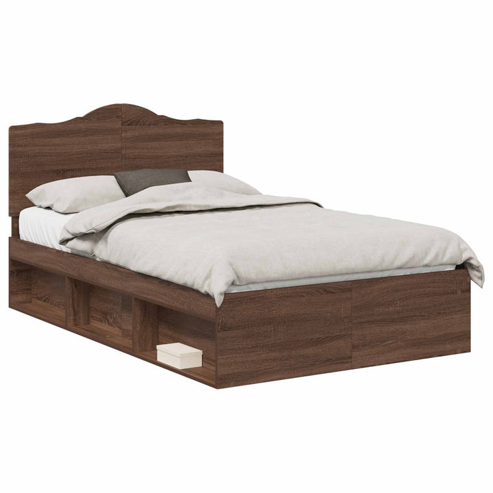 Sengestel med hovedgærde Brun eg 120 x 190 cm Massiv fyrretræ