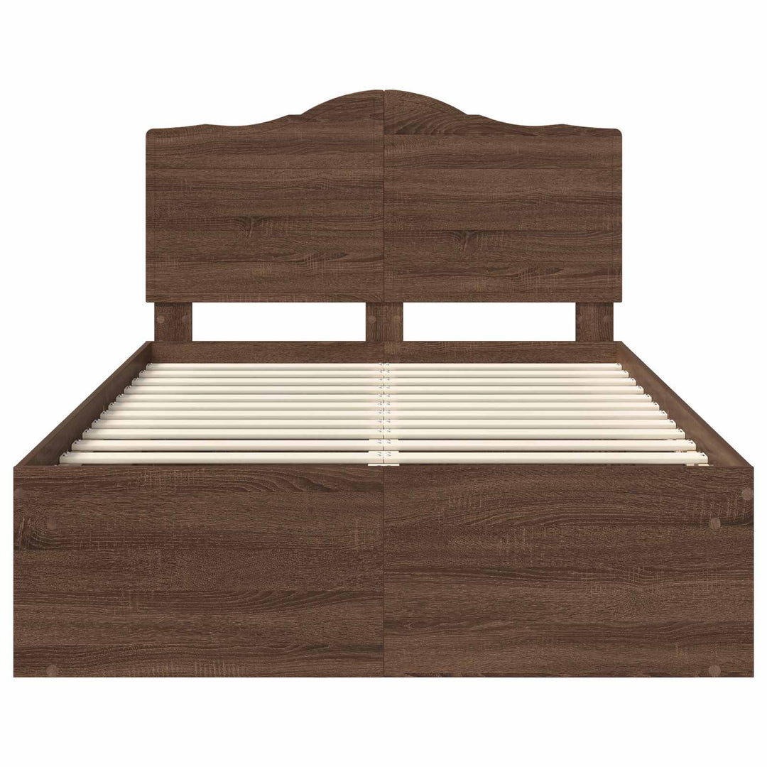 Sengestel med hovedgærde Brun eg 120 x 190 cm Massiv fyrretræ