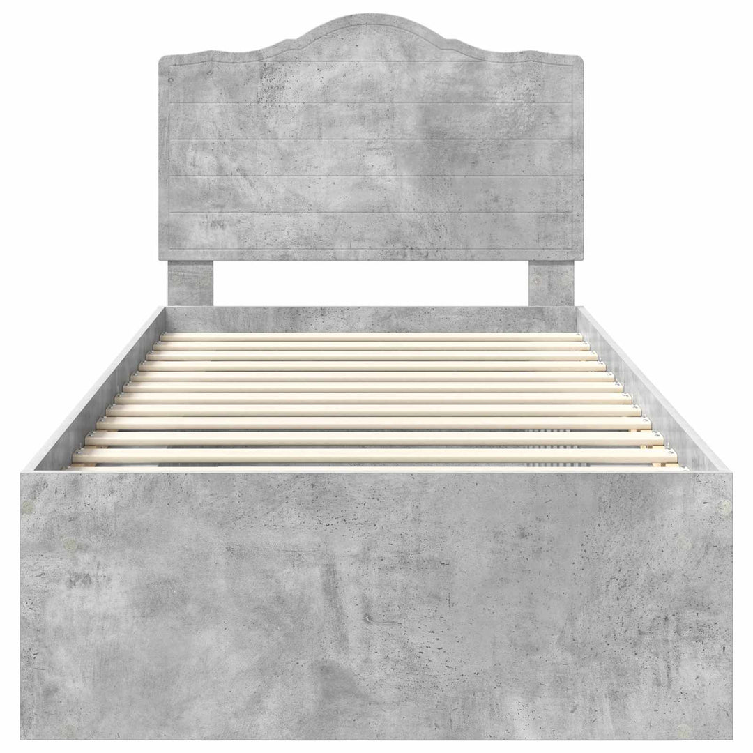 Sengestel med hovedgærde Beton Grå 100 x 200 cm Massiv fyrretræ
