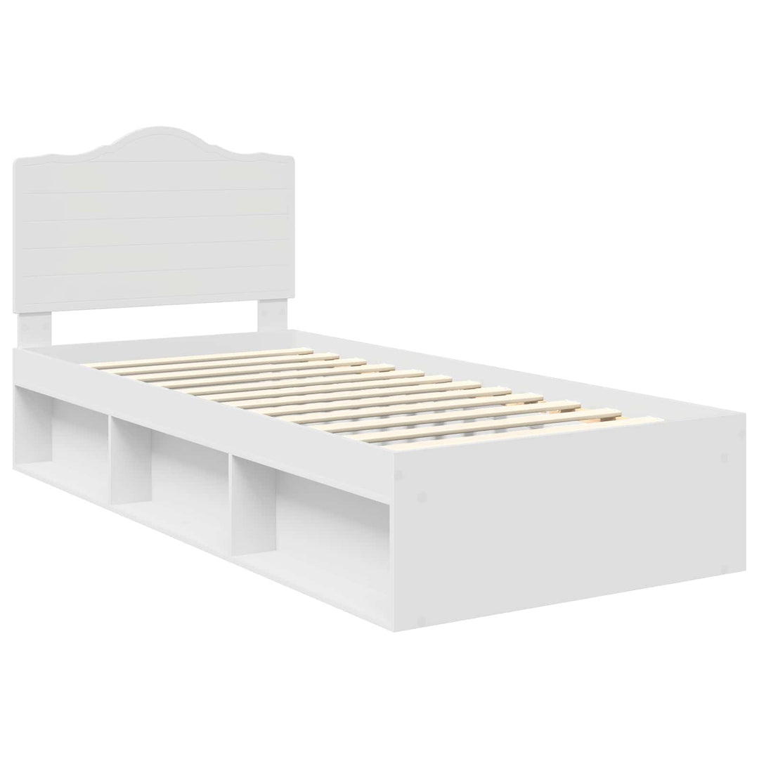 Sengestel med hovedgærde Hvid 90 x 200 cm Massiv fyrretræ